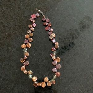 Colored fresh water pearl necklace